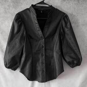 WHBM Size 2 Modal Fitted Black Button Up